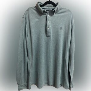 Chaps Men’s Long Sleeve Quarter Button Polo Shirt Size LT GL 100% Cotton